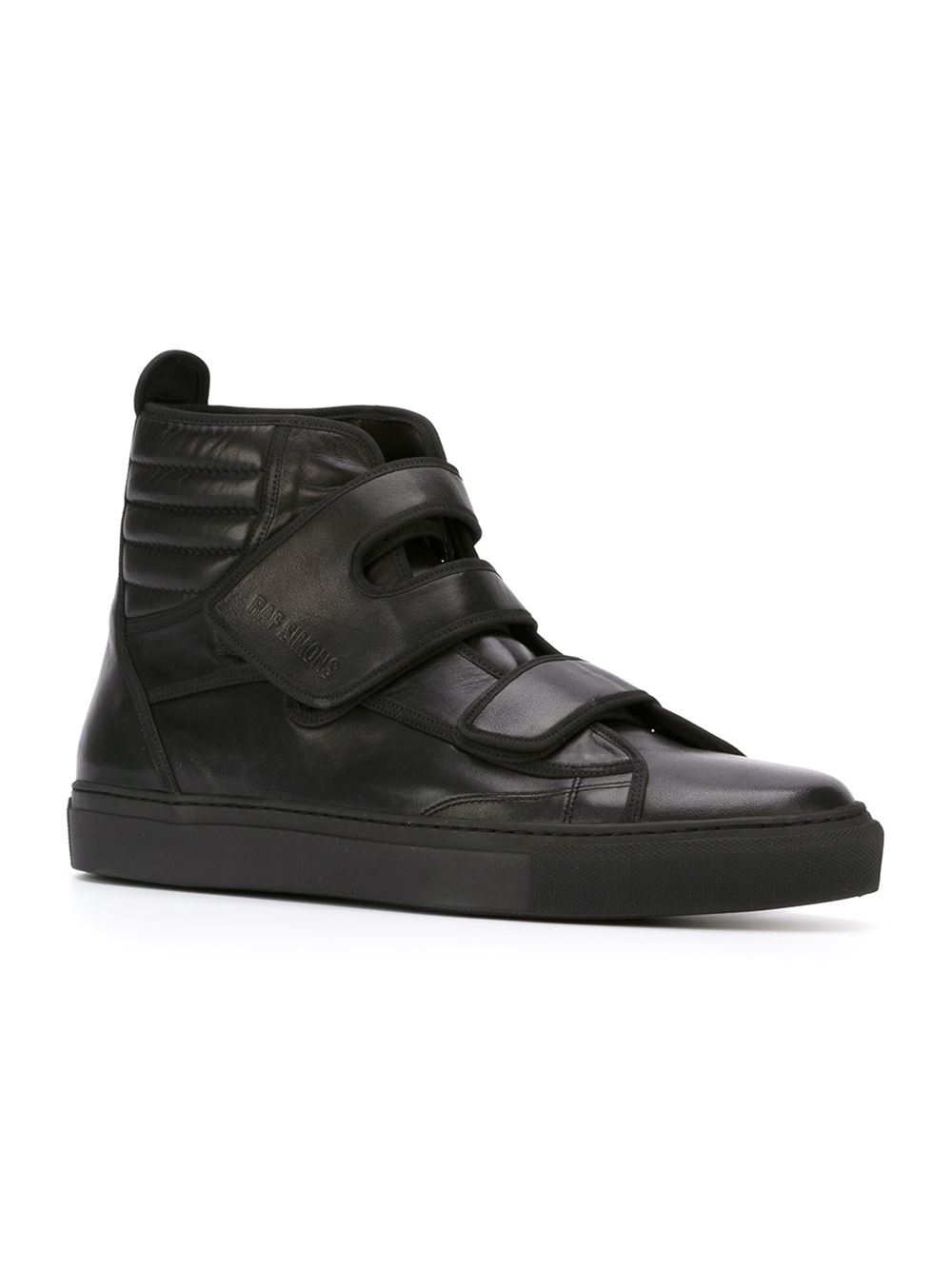 Raf Simons Leather Velcro Fastening Hi-top Sneakers in Black for Men - Lyst