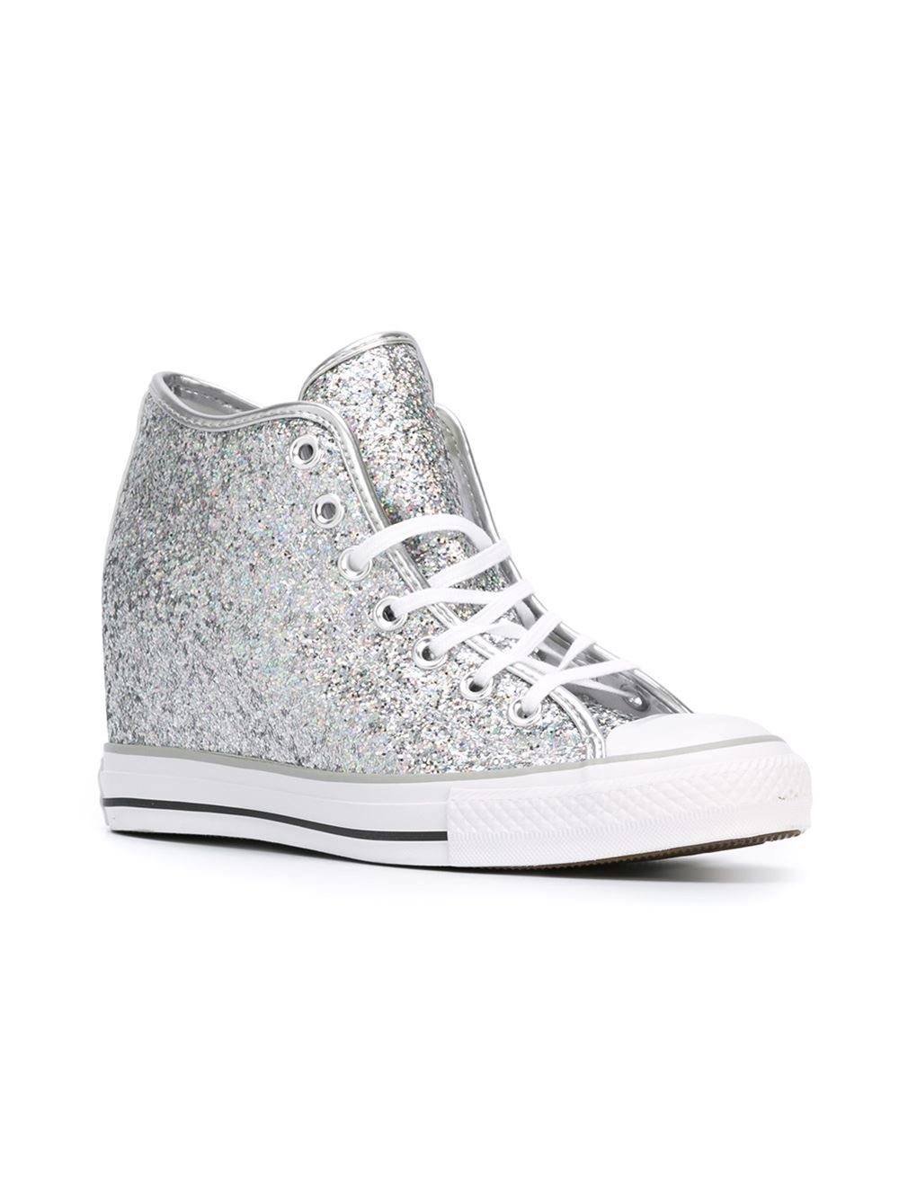 Converse High Top Concealed Wedge Sneakers in Silver (GREY) | Lyst