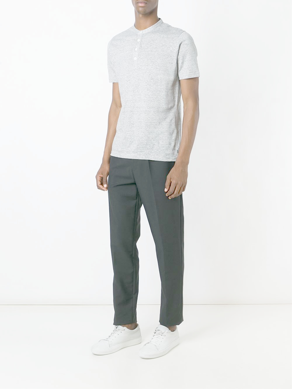 Lyst - Eleventy Collarless Polo Shirt in Gray for Men