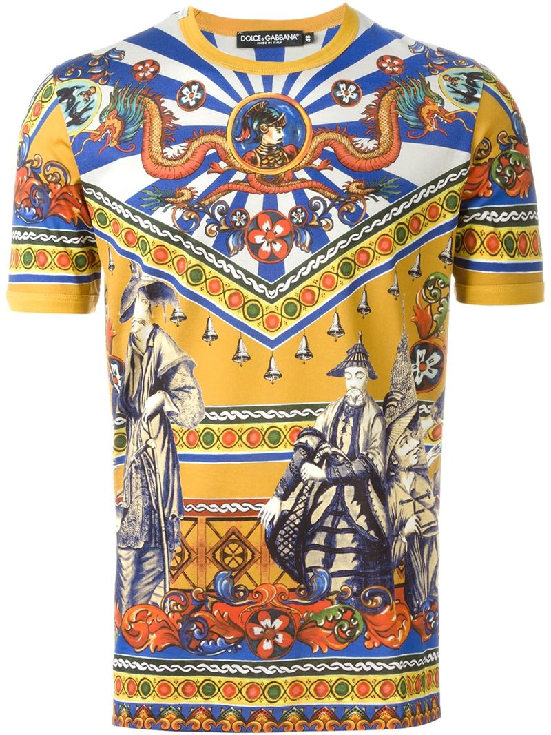 Dolce & Gabbana Cotton Chinese Print T-shirt for Men | Lyst