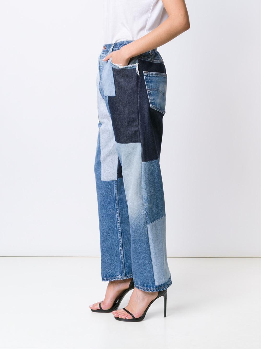 Off-White c/o Virgil Abloh - Wide-leg Patchwork Jeans - Women - Cotton ...