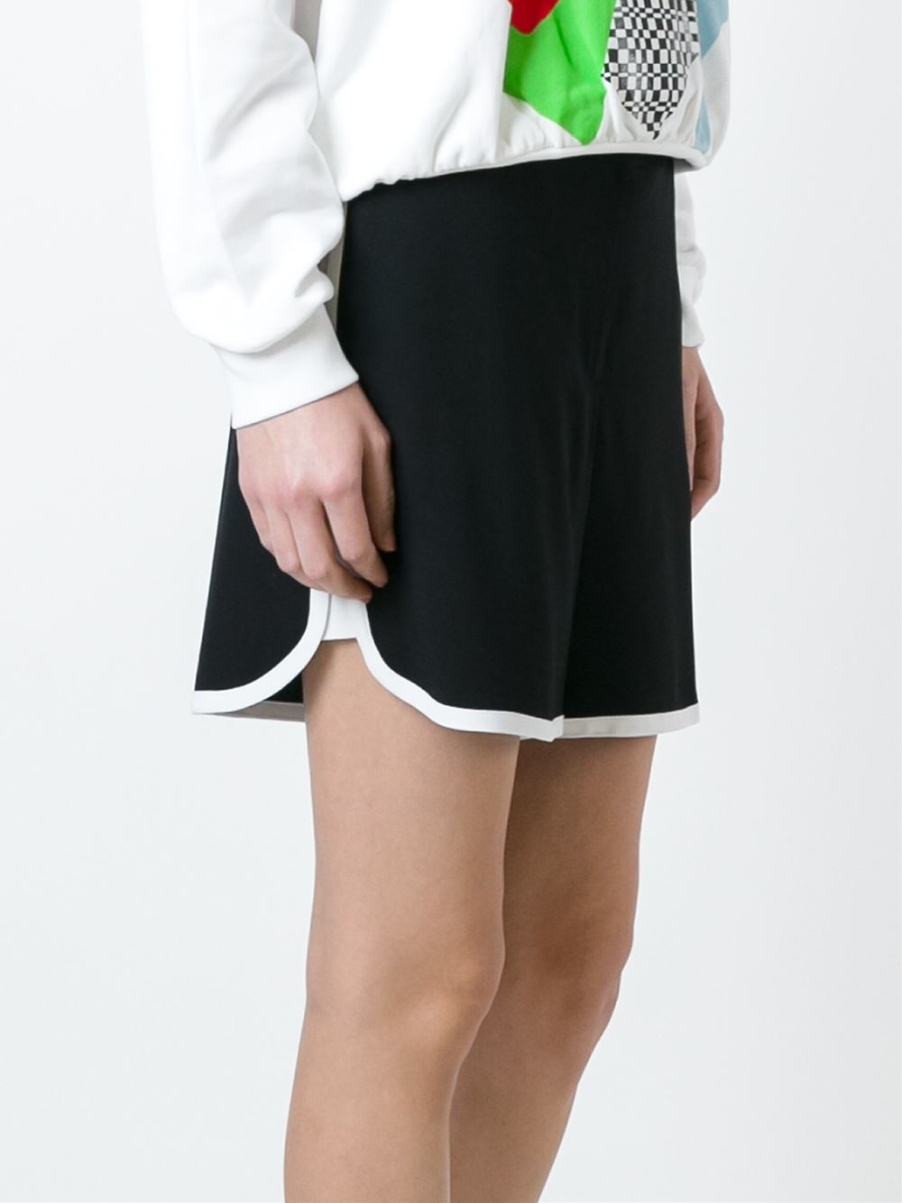 lyst iceberg contrast trim wide leg shorts in black lyst iceberg contrast trim wide leg shorts in black