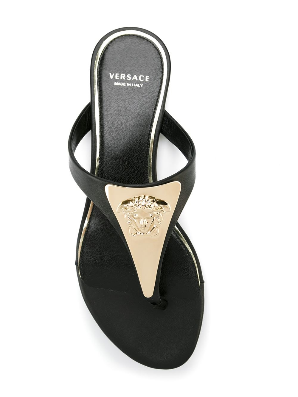 medusa Palazzo' Thong Sandals in Black 