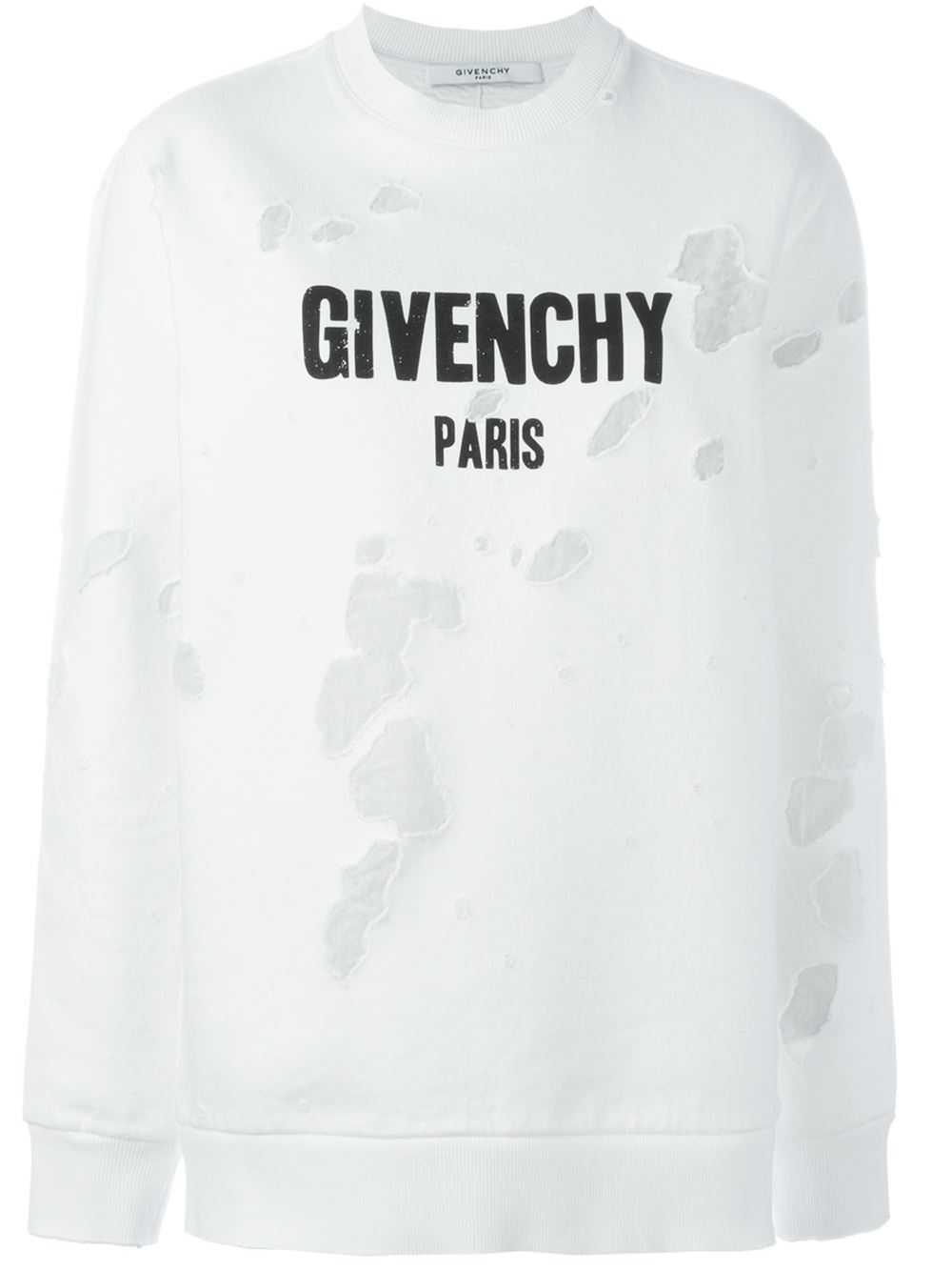 Givenchy Cotton Distressed Sweatshirt in White - Lyst