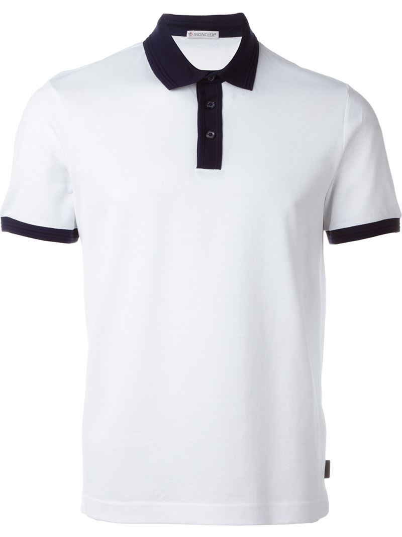 Lyst Moncler Contrast Collar Polo Shirt in Black for Men
