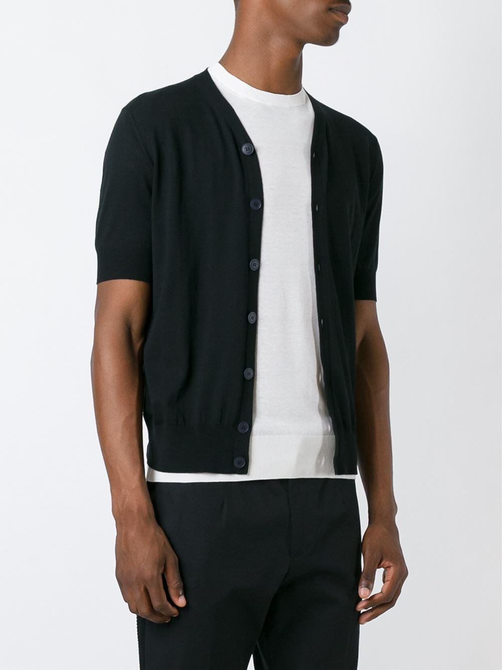 Ballantyne Cotton Short Sleeve Cardigan in Black for Men Ballantyne Cotton Short Sleeve Cardigan in Black for Men