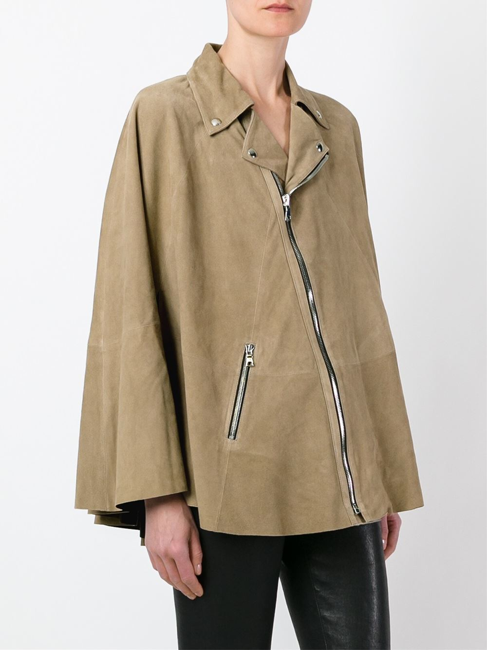 RTA Leather Cape Jacket in Brown (Natural) - Lyst