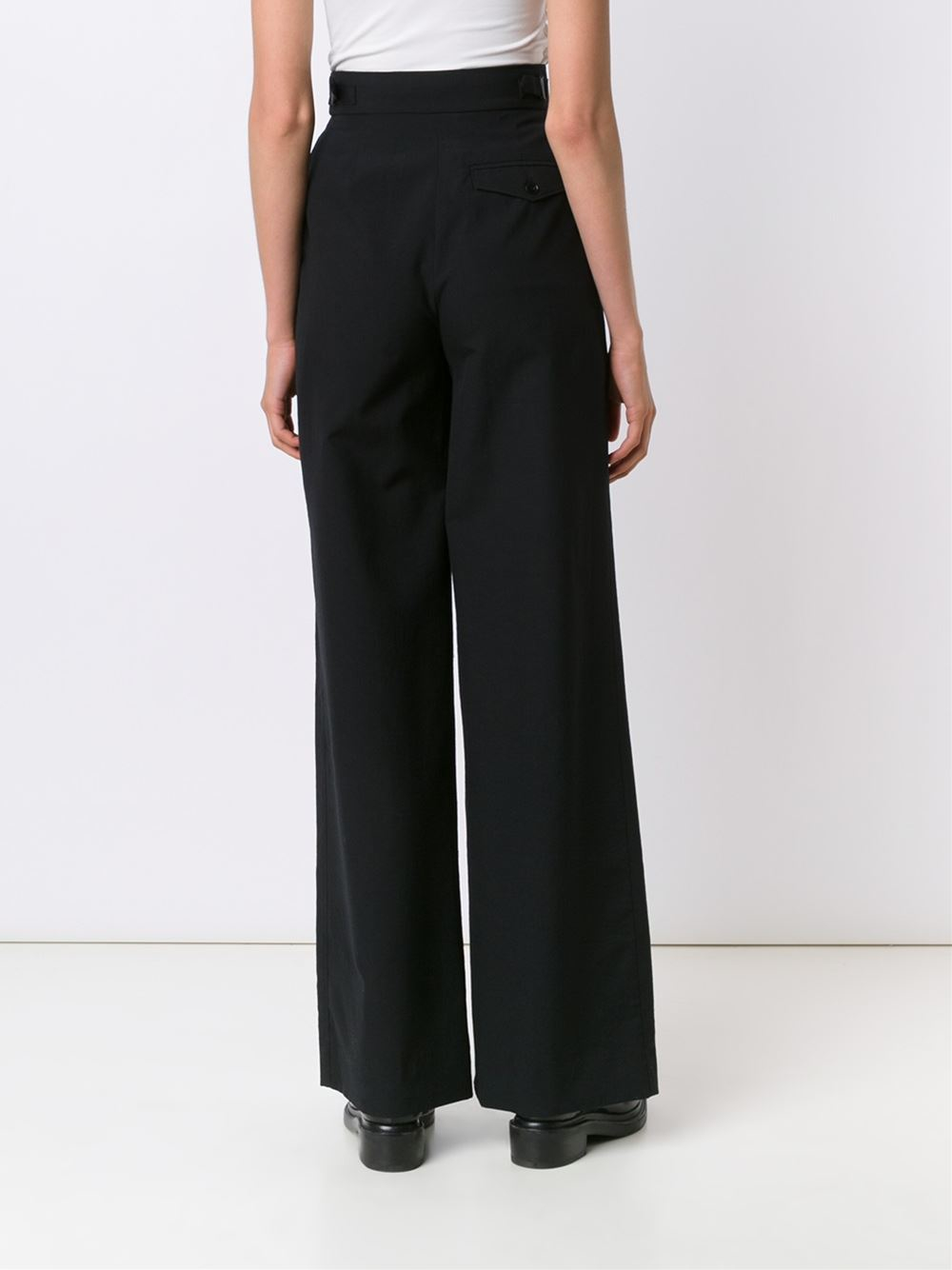 Lemaire Wool Pleated Palazzo Pants in Black - Lyst