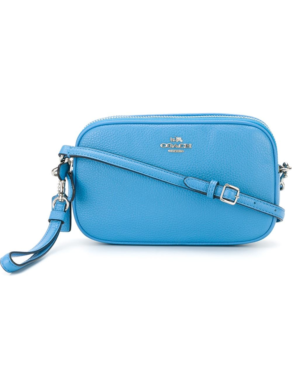 Double zip leather crossbody bag Louis Vuitton Blue in Leather