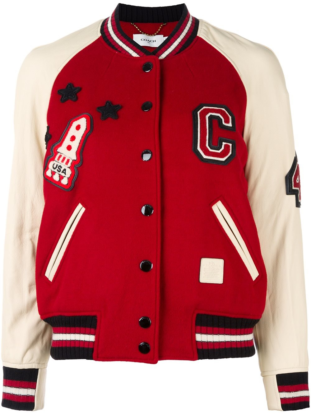 COACH Wool Varsity Bomber Jacket in Red - Lyst