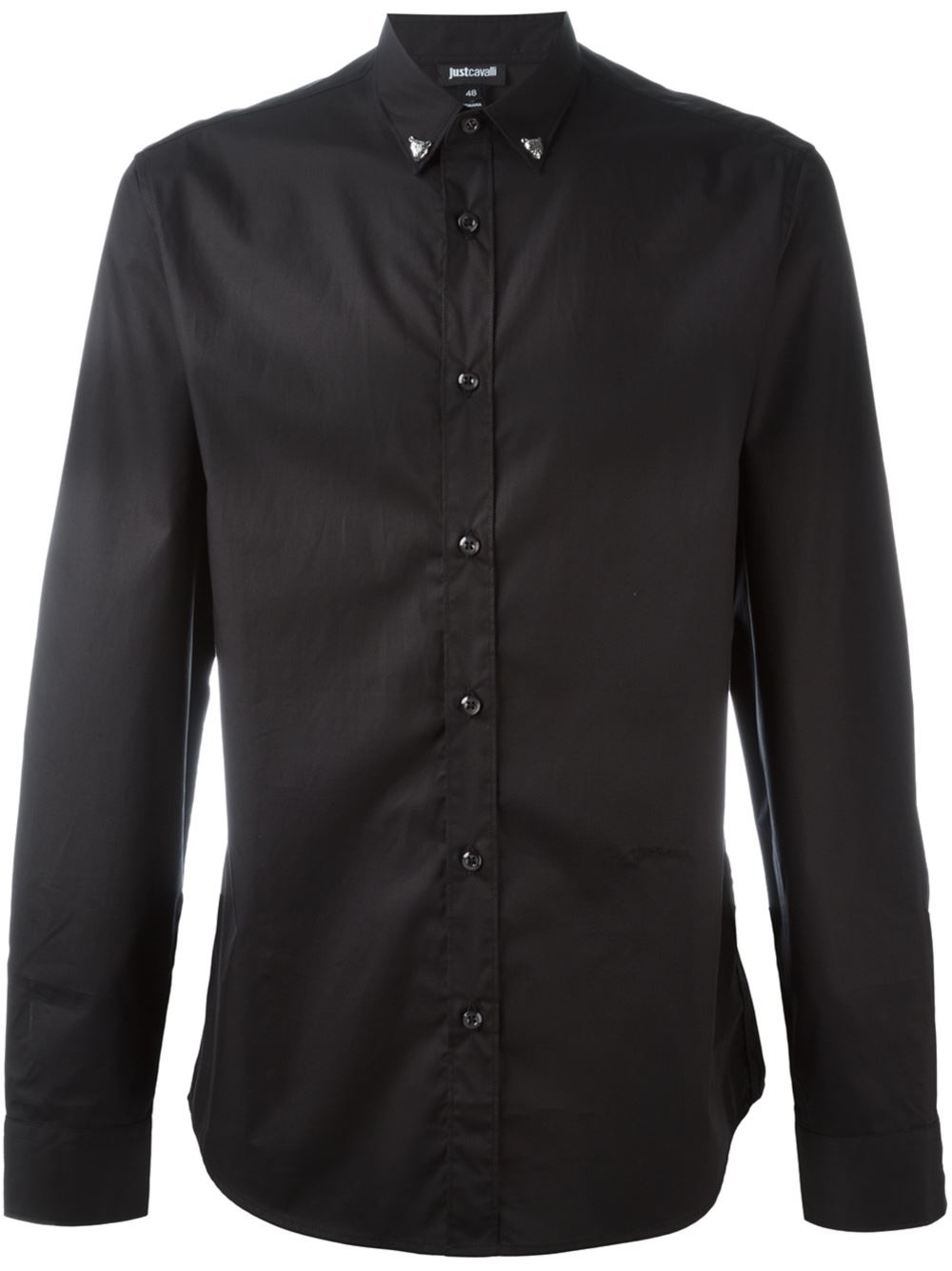 Just Cavalli Button Down Collar Shirt in Black for Men - Lyst
