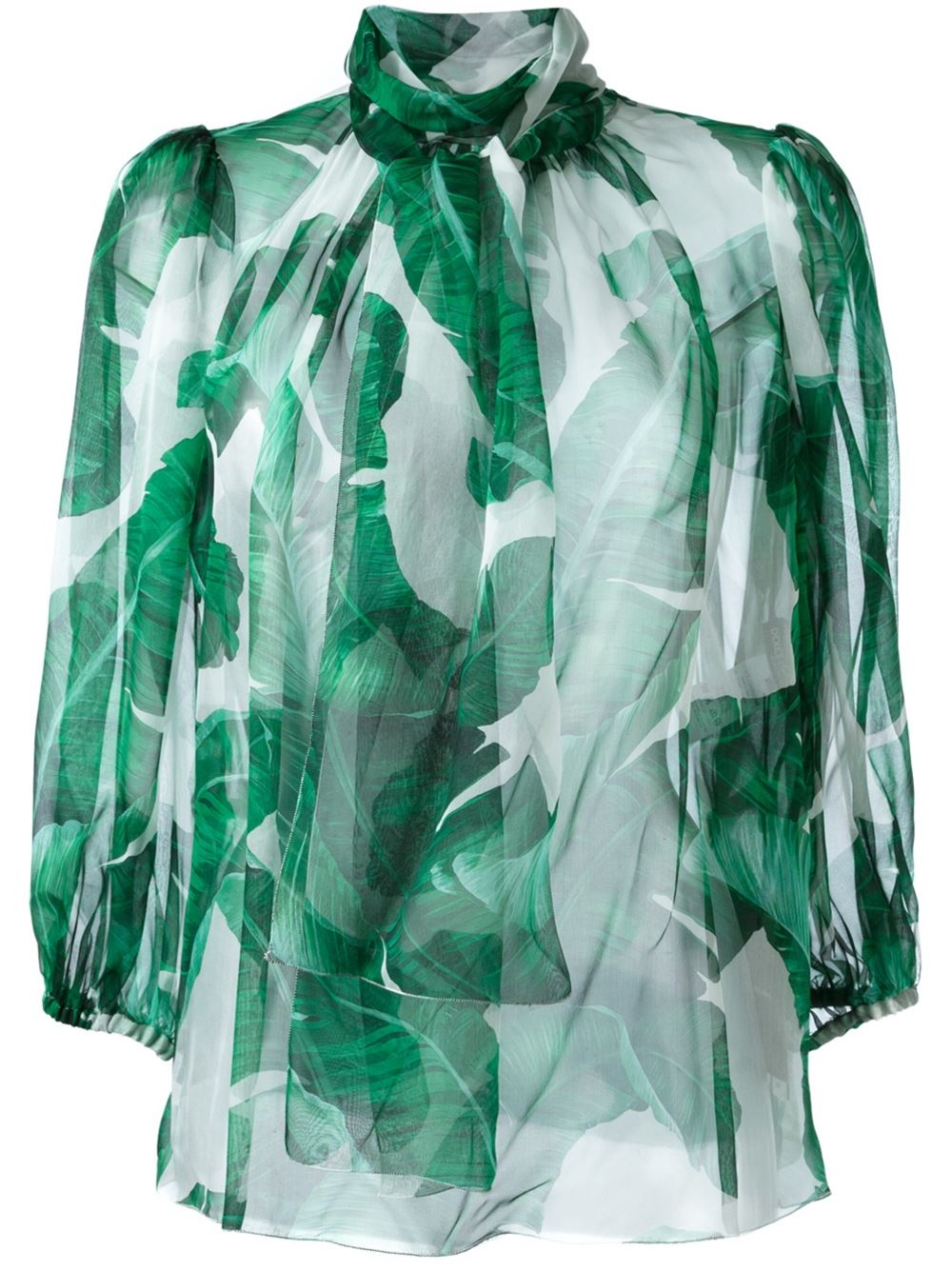 Dolce & Gabbana Banana Leaf-print Silk-chiffon Blouse in Green | Lyst