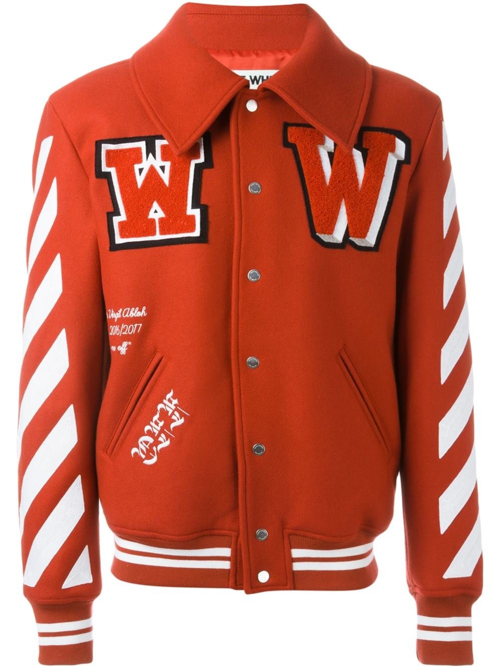 Off-White c/o Virgil Abloh Varsity Jacket Red for Men | Lyst