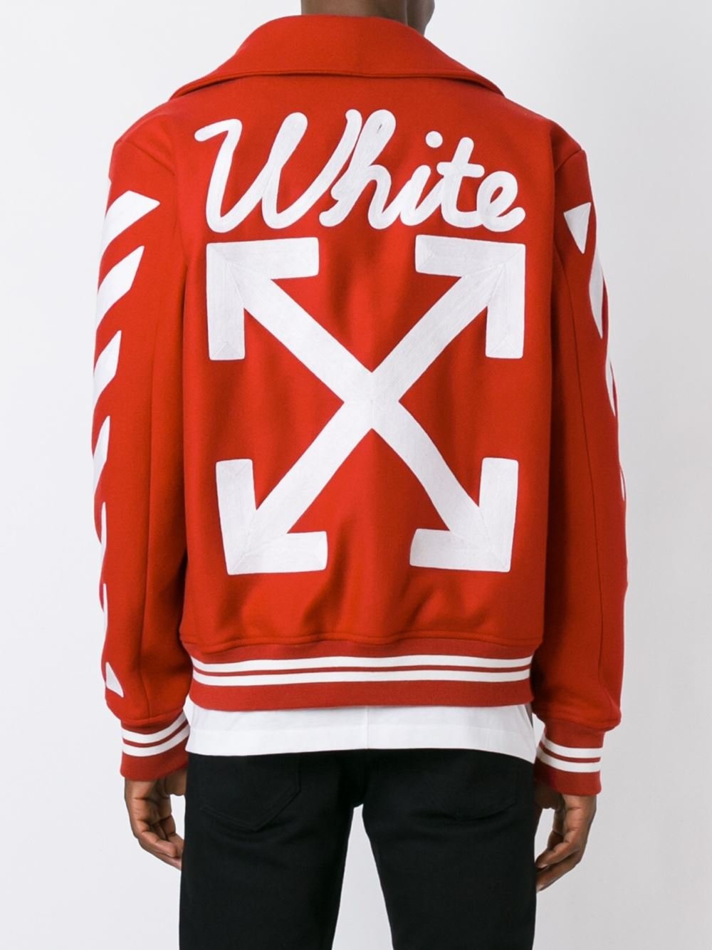 Off-White c/o Virgil Abloh Varsity Jacket in Red for Men | Lyst