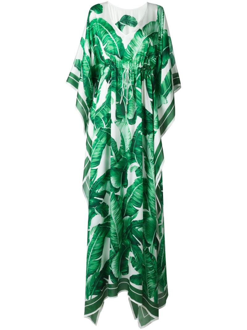 dolce-gabbana-banana-leaf-print-kaftan-dress-in-green-lyst