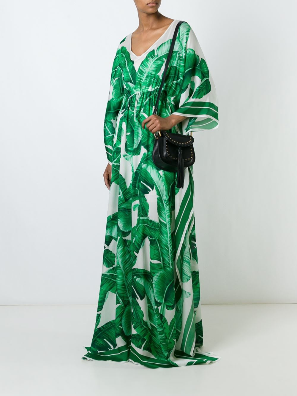 slim fit dress slacks Dolce & Gabbana Green Pineapple Embellished BananaLeaf Dress