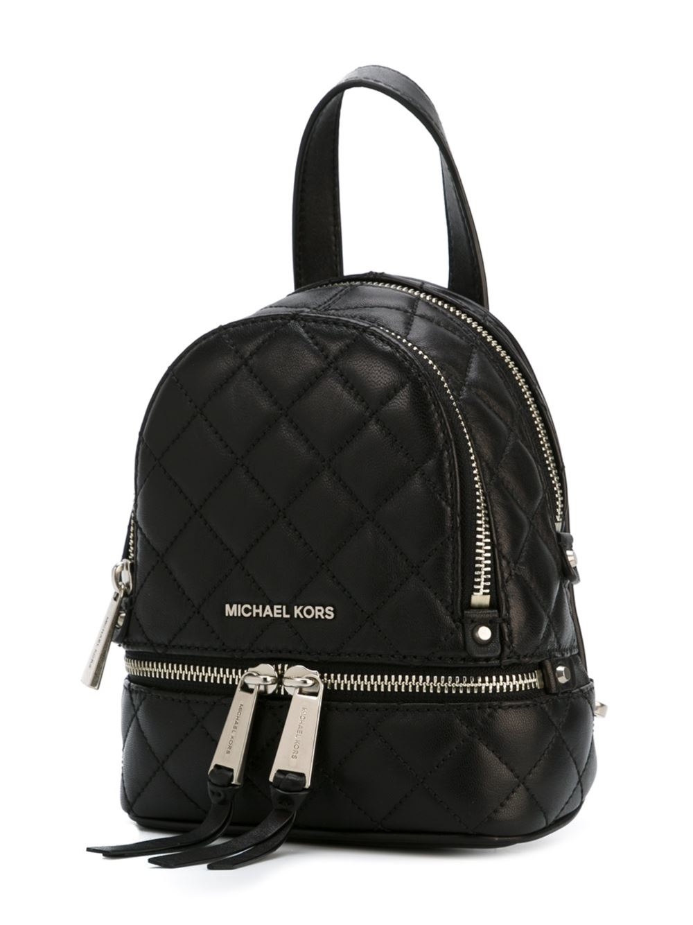 Michael Michael Kors 'rhea' Small 18k Gold Plated Leather Backpack In Black