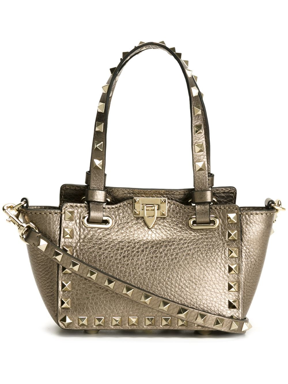 Valentino Mini Rockstud Trapeze Crossbody Bag in Gold (METALLIC) | Lyst
