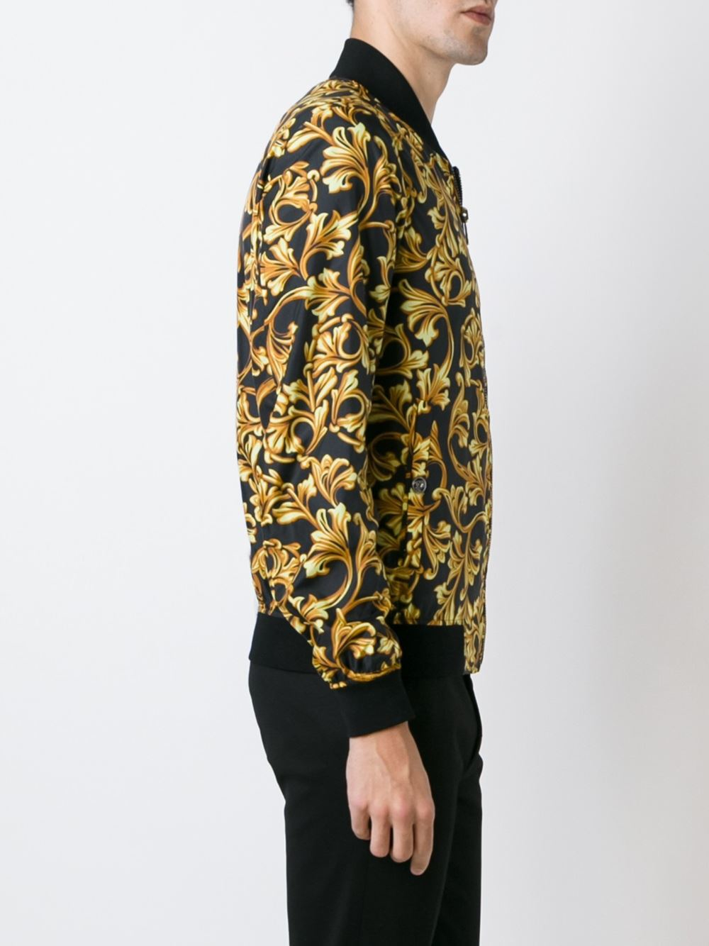 Versace Men's Baroque Lurex Jacquard Bomber Jacket