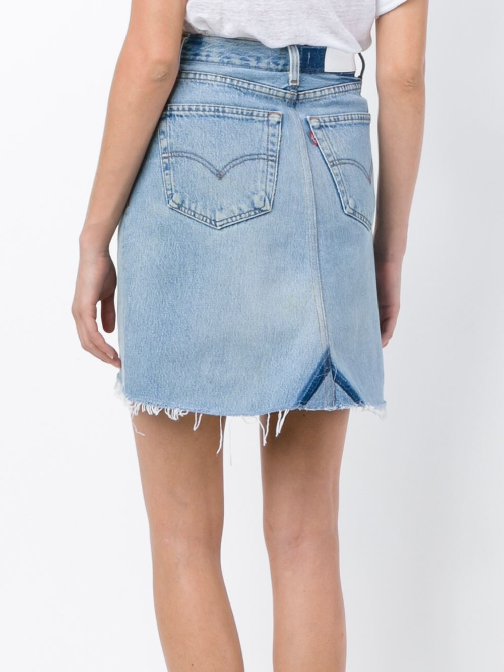 Re/done Short Denim Skirt in Blue | Lyst