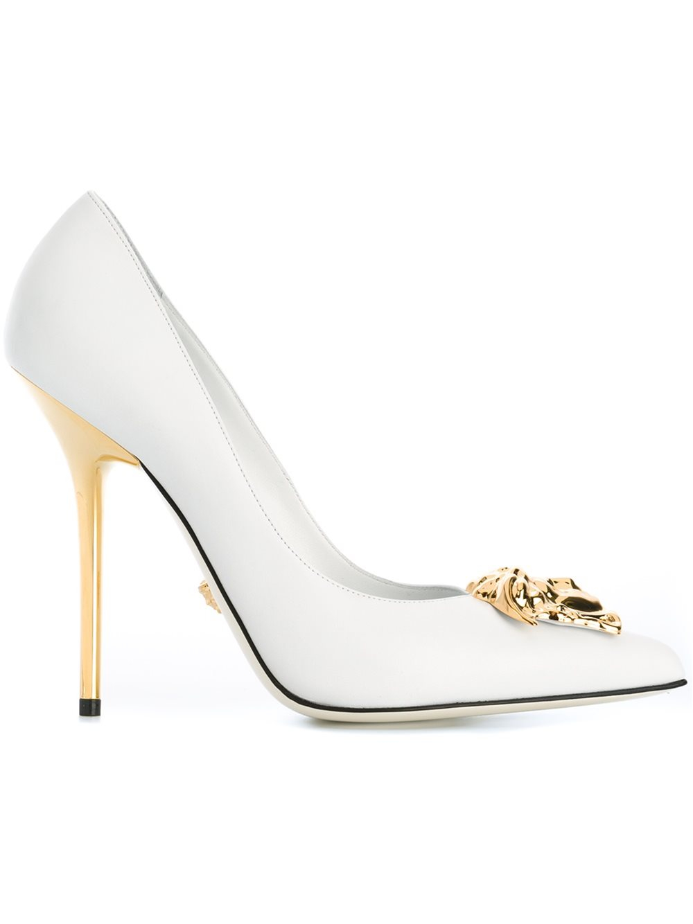 Versace Leather Medusa Pumps in White - Lyst