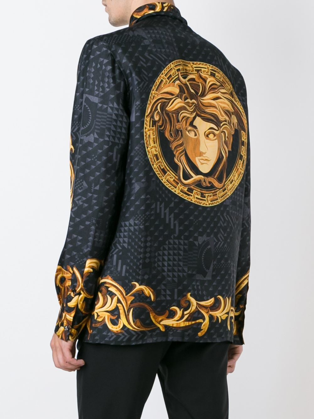 Versace Silk Baroque Print Shirt in Black for Men - Lyst