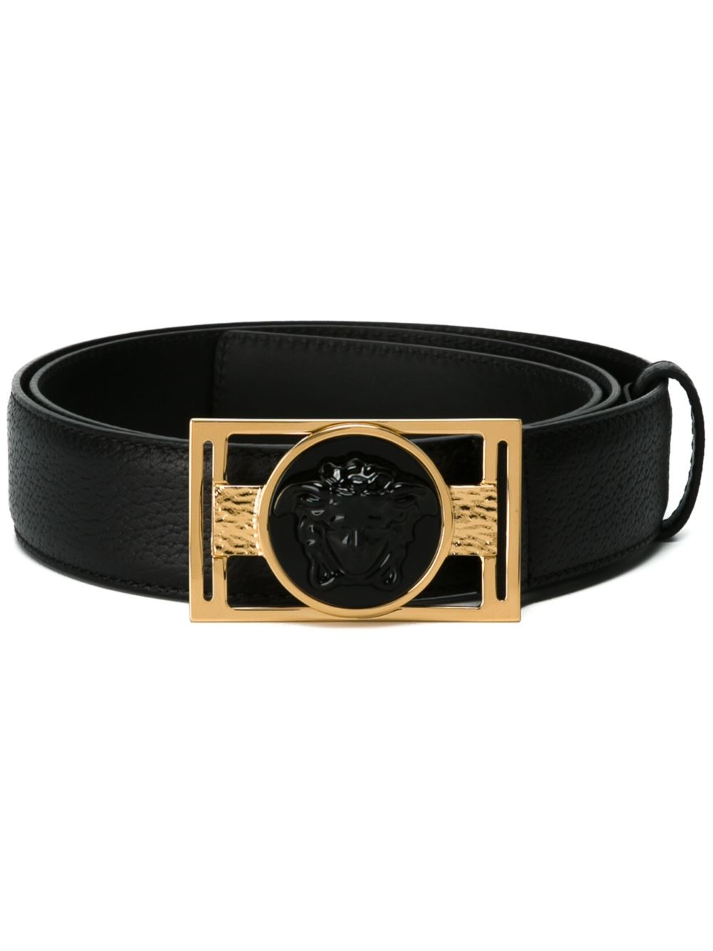 Versace Leather Medusa Plaque Belt in Black for Men Lyst