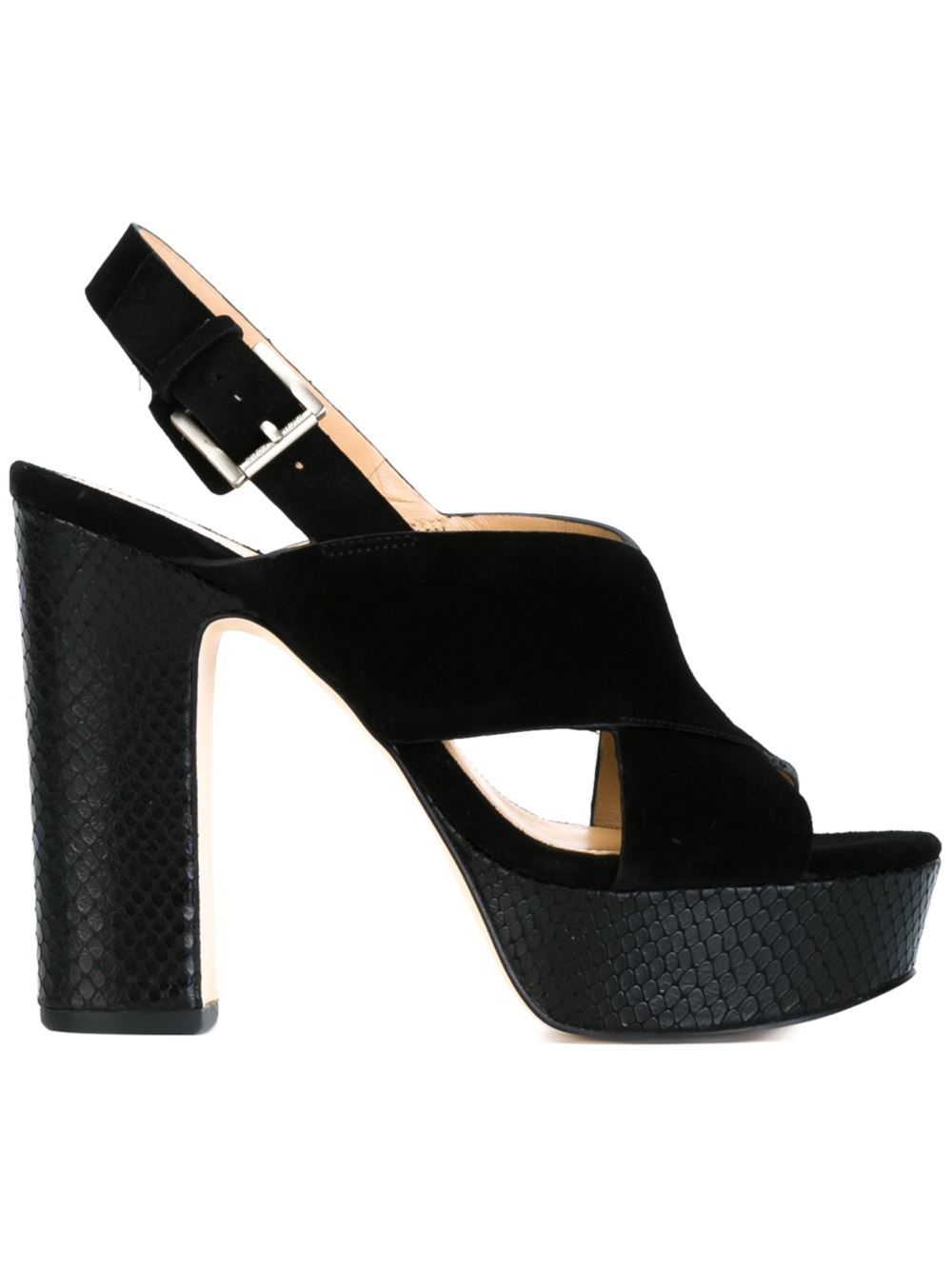 MICHAEL Michael Kors Mariana Suede and Leather Platform Sandals in Black |  Lyst