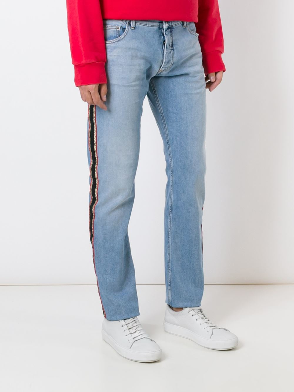 mens jeans with side stripe