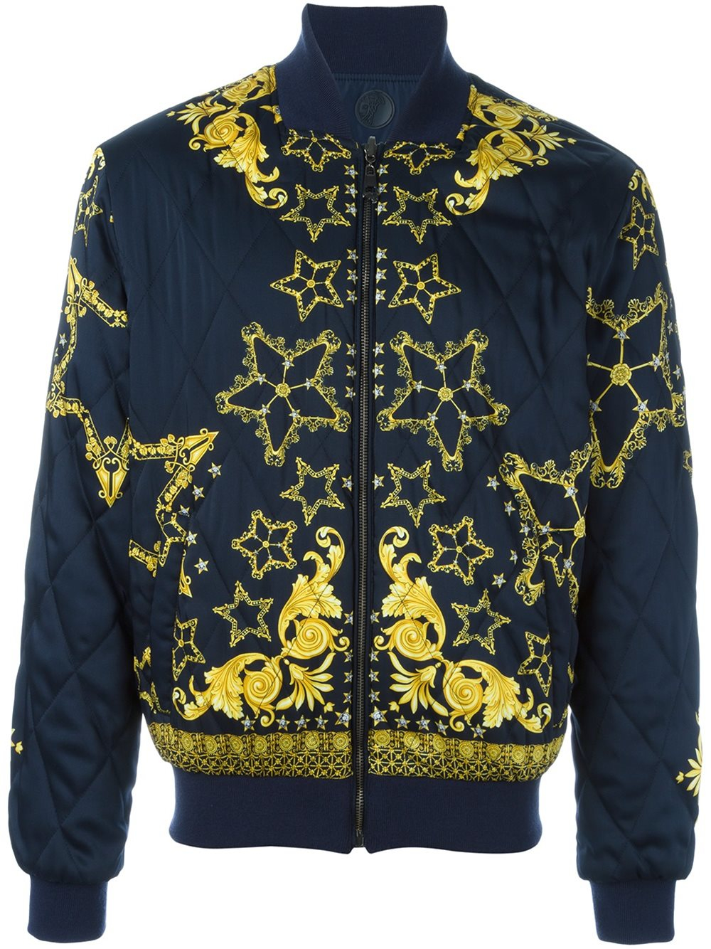 Versace Wool Baroque Star Bomber Jacket in Blue for Men | Lyst