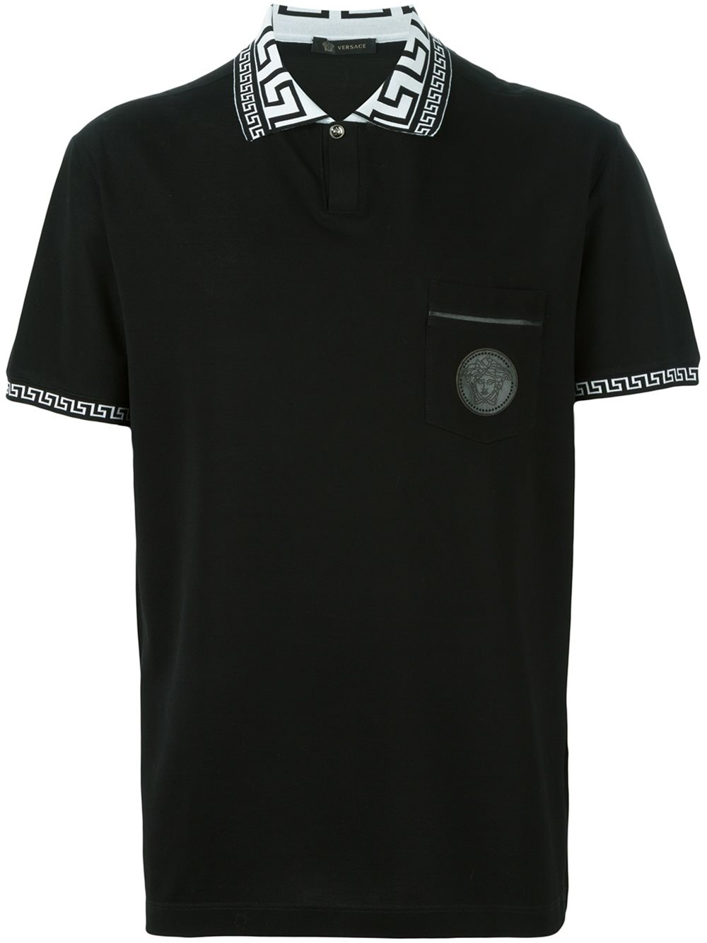 Versace Greca Collar Polo Shirt in Black for Men | Lyst