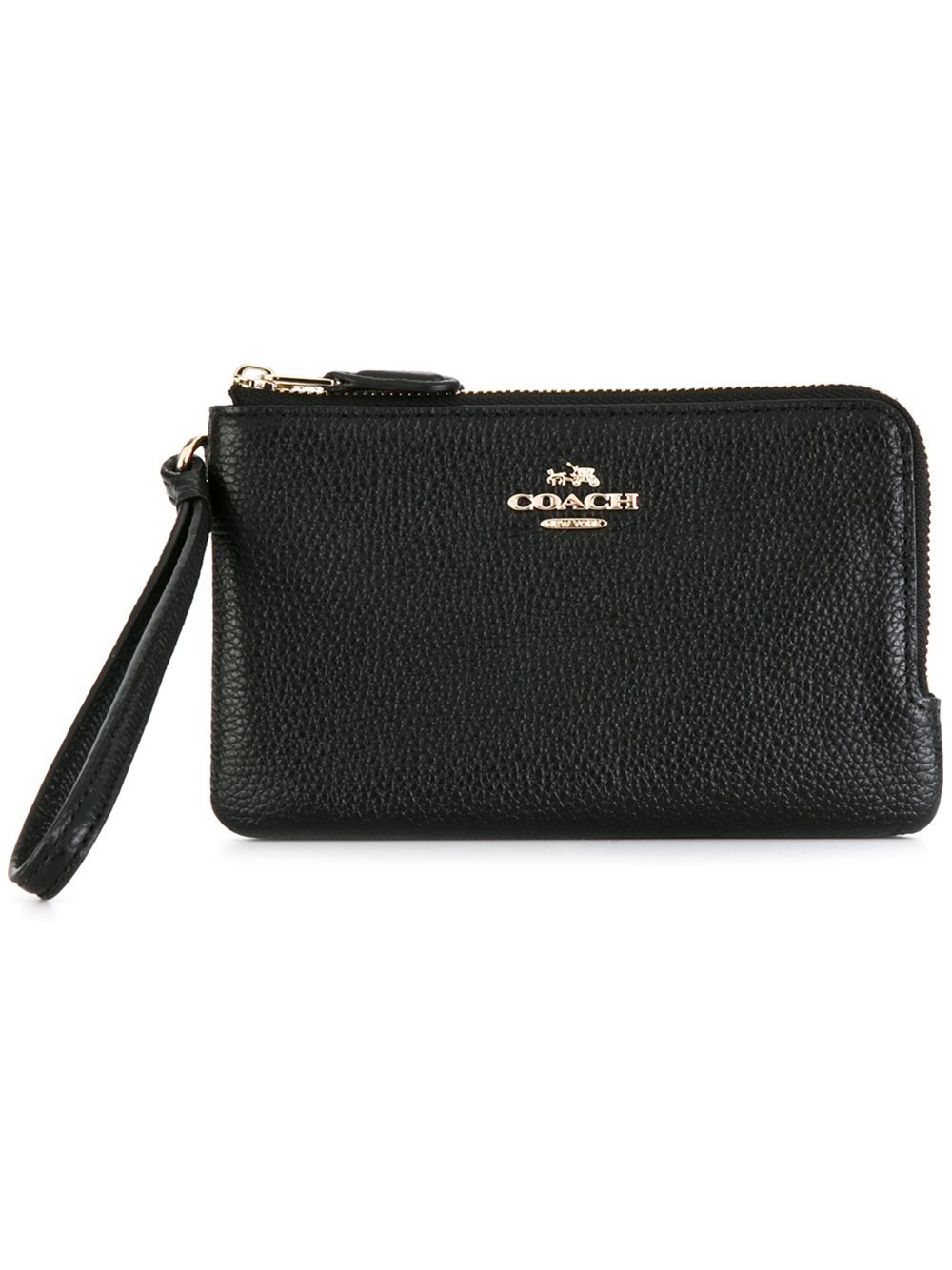 COACH Leather Zip Around Wallet in Black - Lyst