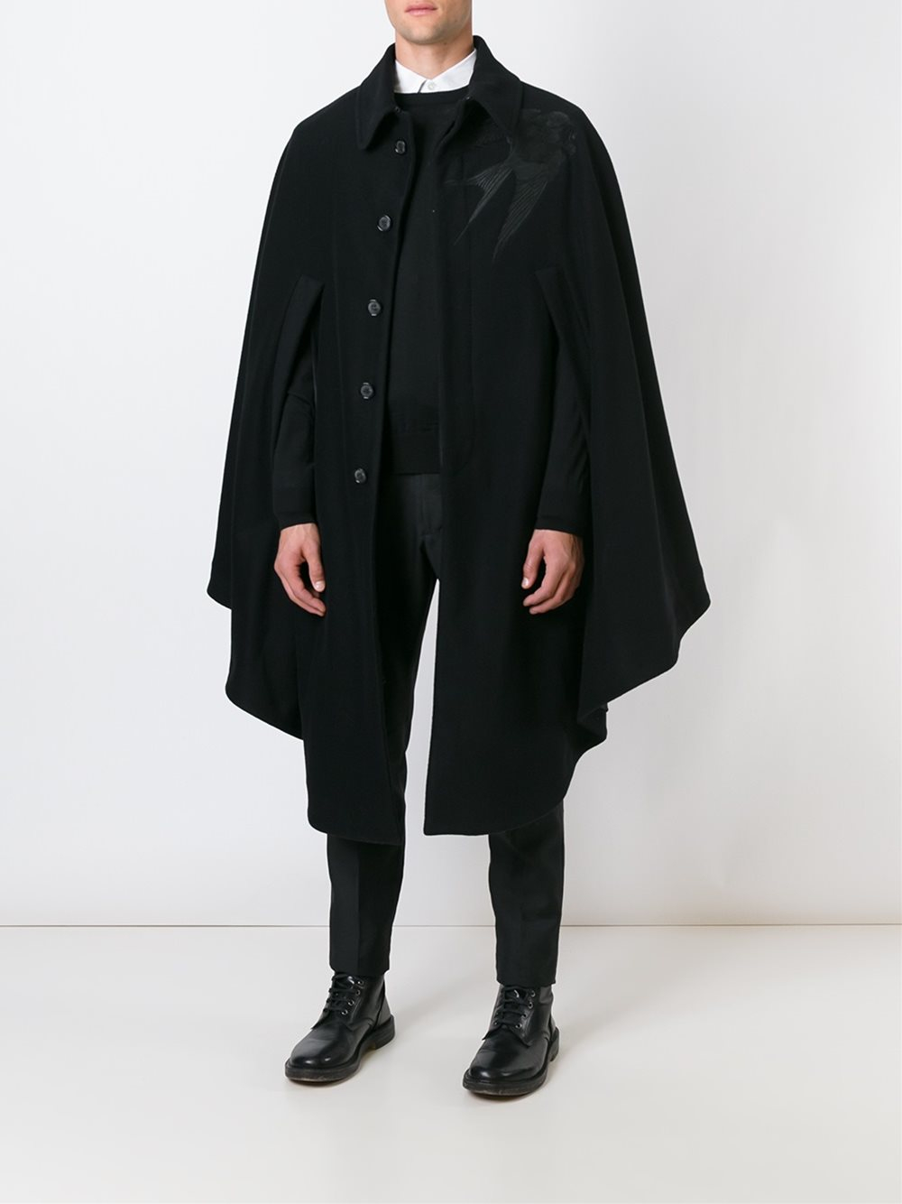 Alexander McQueen Swallow Embroidered Cape in Black for Men | Lyst