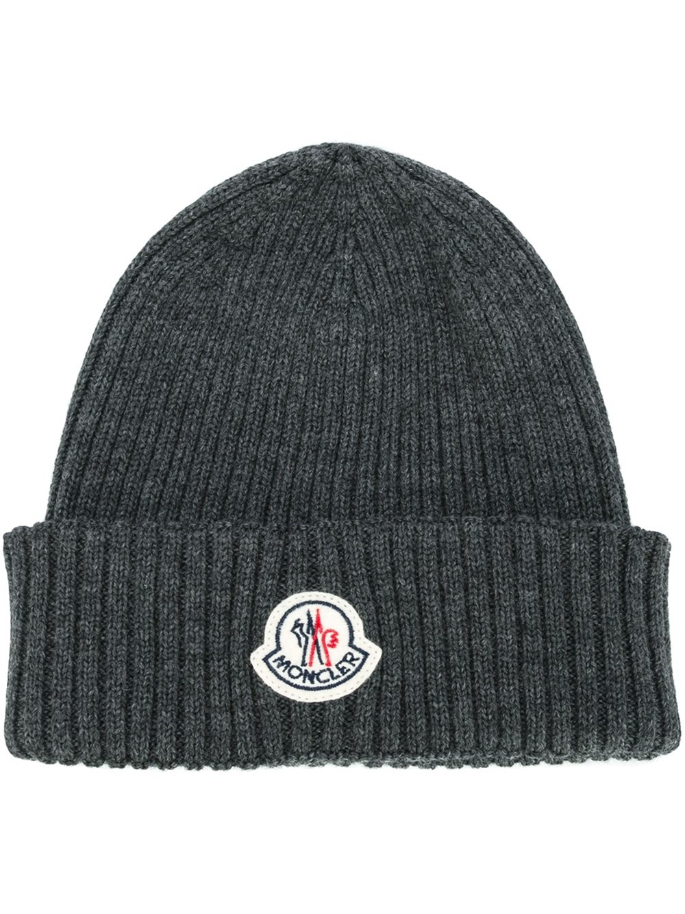 Moncler Ribbed Beanie Hat in Gray for Men | Lyst