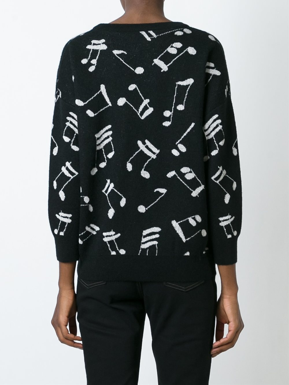 Saint Laurent Synthetic Music Note Printed Sweater in Black - Lyst