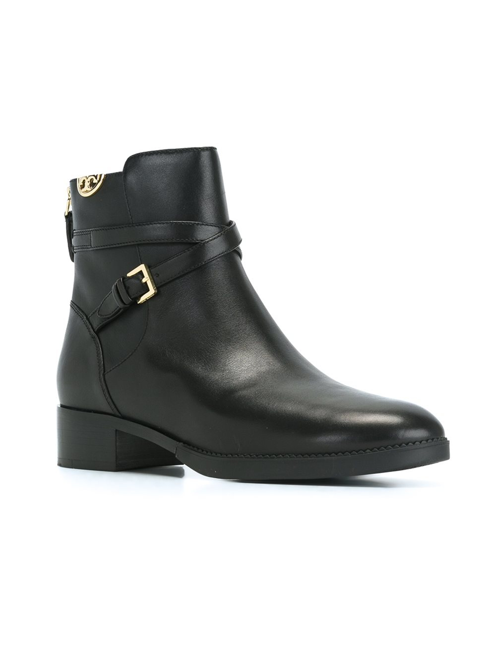 Tory Burch Leather Wrap Around Buckle Strap Booties in Black - Lyst