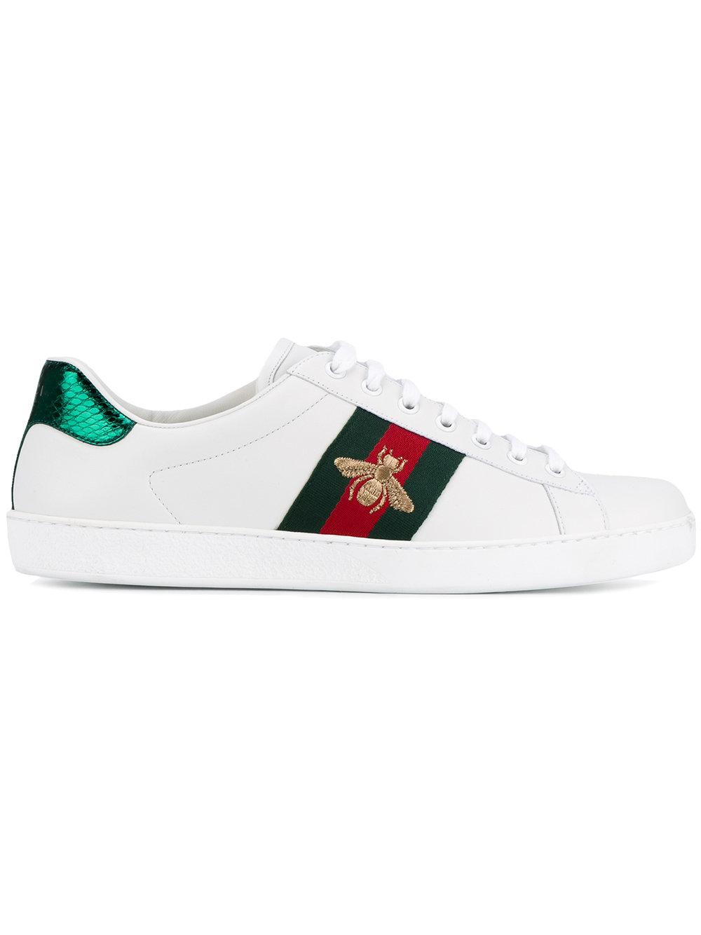 Gucci Bee Embroidered Sneakers in White for Men | Lyst