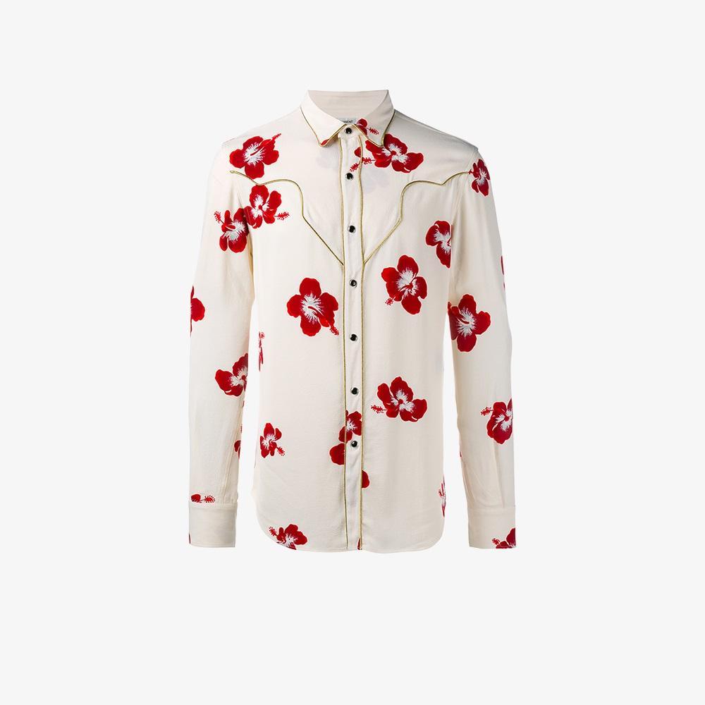 saint laurent hibiscus shirt