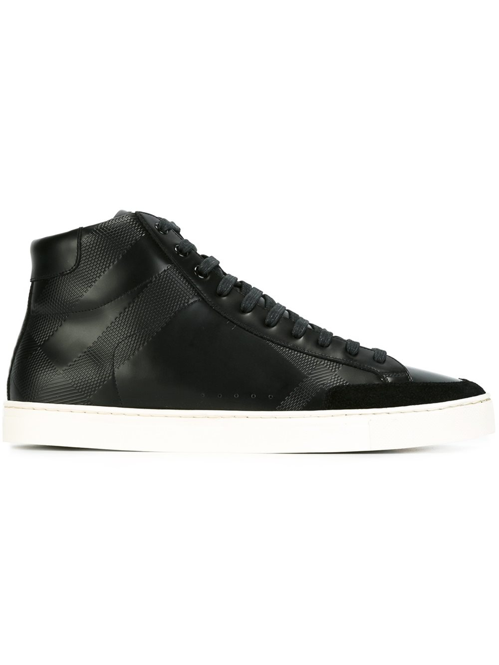 Burberry Leather High-Top Sneakers in Black for Men - Lyst