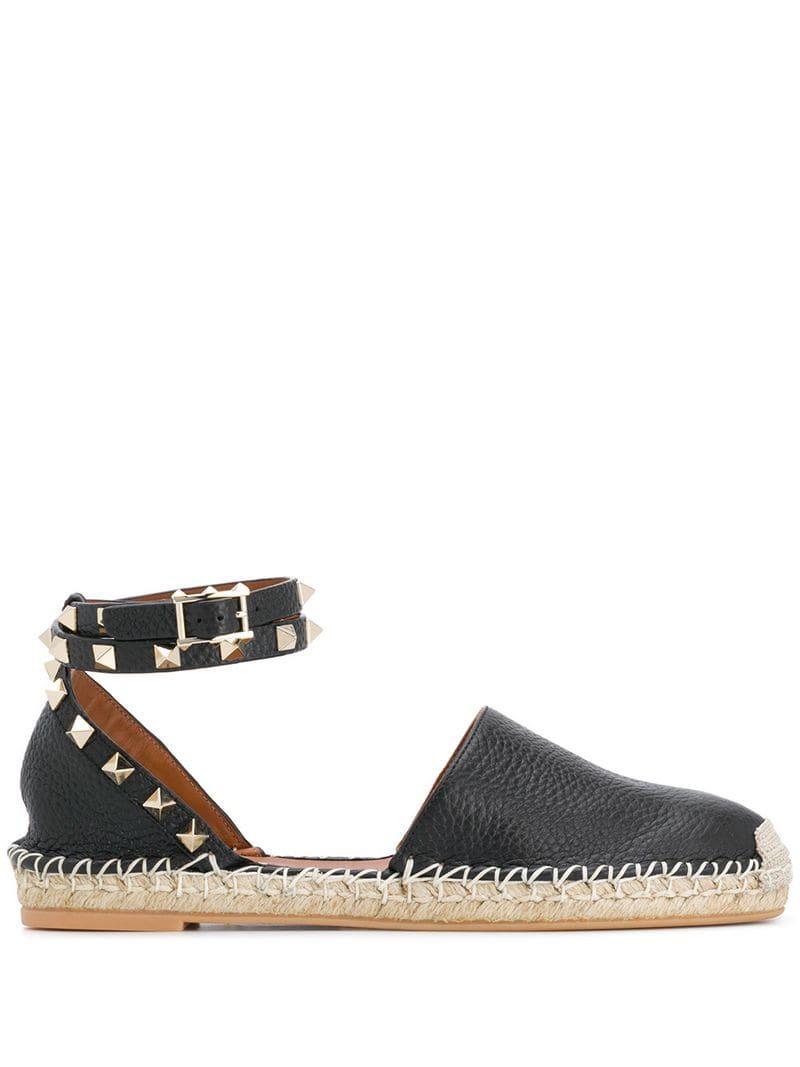 valentino garavani rockstud double espadrille flat