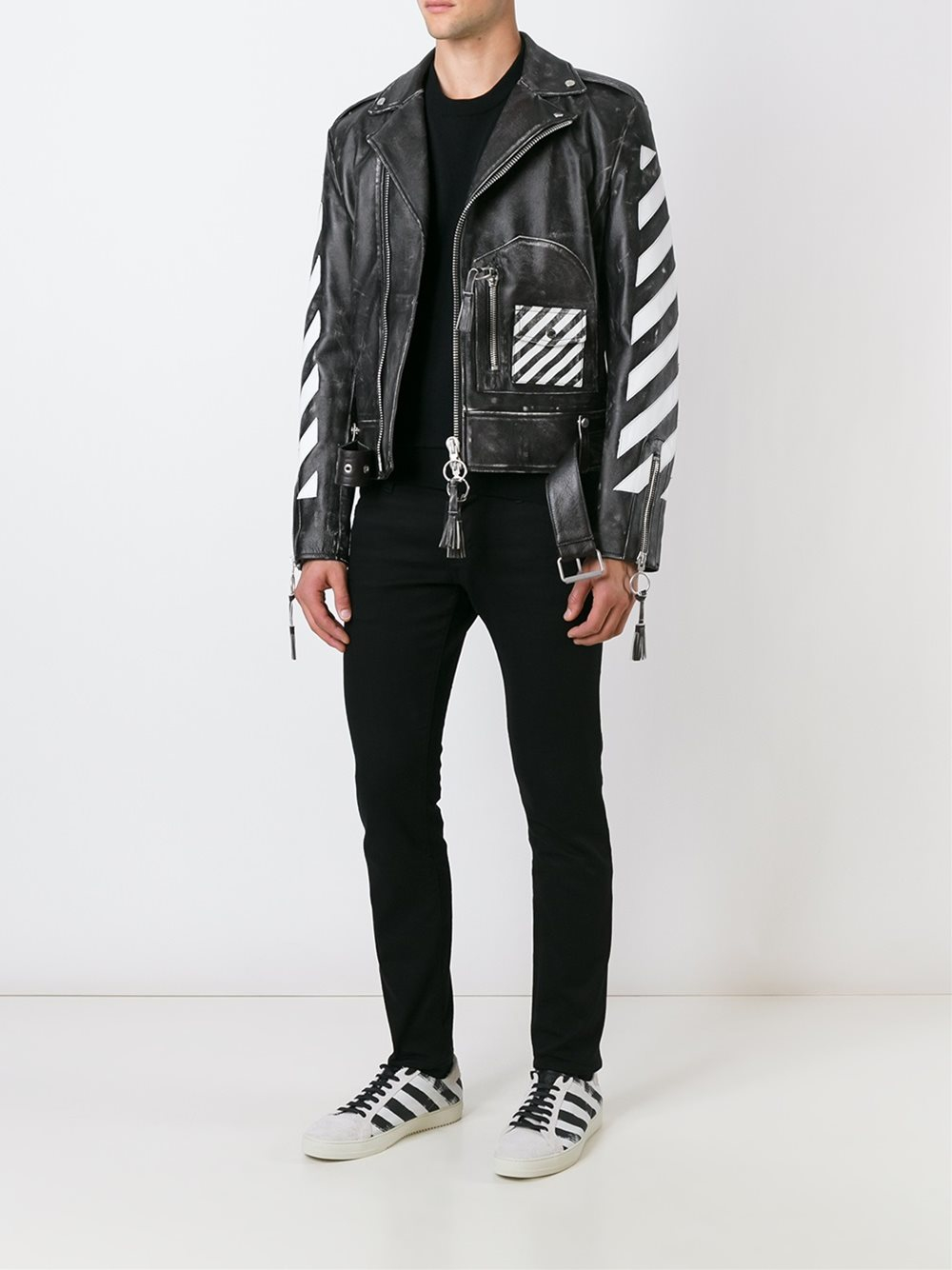 off white biker leather jacket