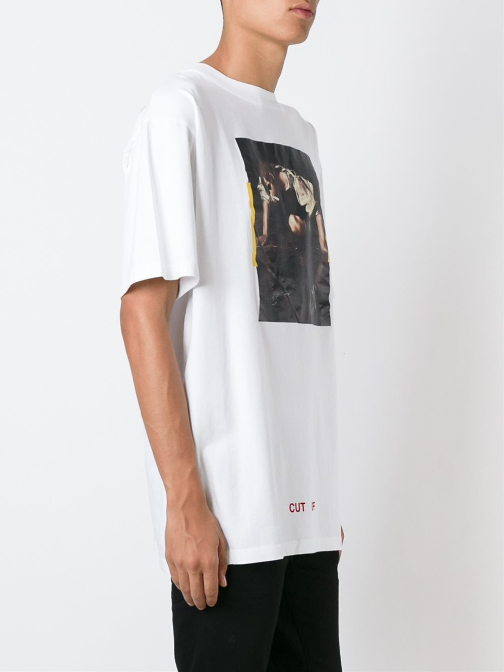 Off-White c/o Virgil Abloh Cut Off Printed Cotton T-Shirt in White for Men  | Lyst