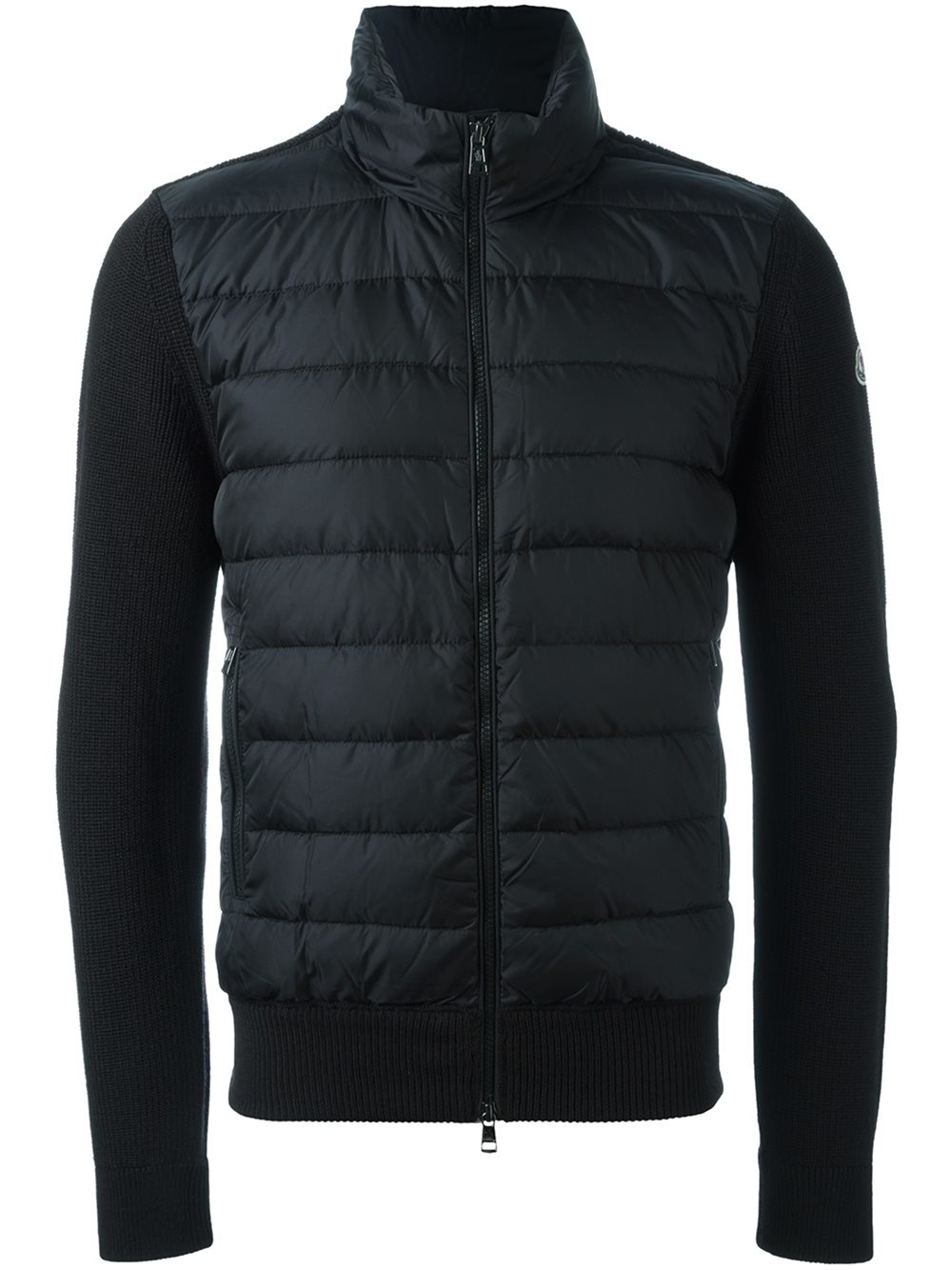 Moncler Wool Knit-sleeve Padded Jacket in Black for Men - Lyst