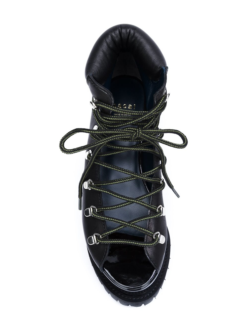 Sacai Leather Platform Hiking Boots in Black Lyst