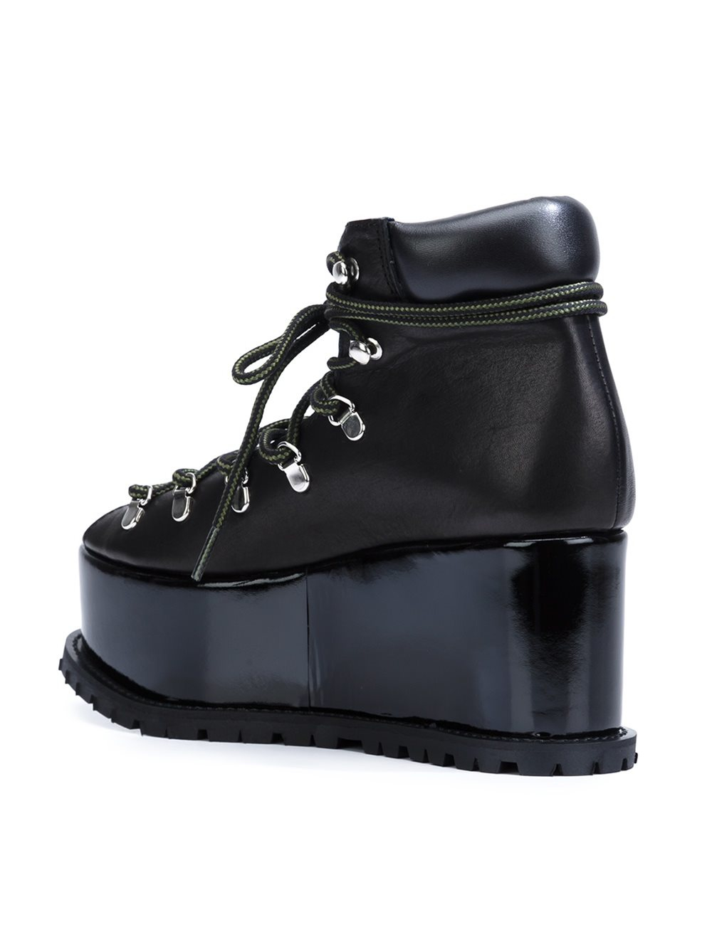 Sacai Leather Platform Hiking Boots in Black - Lyst