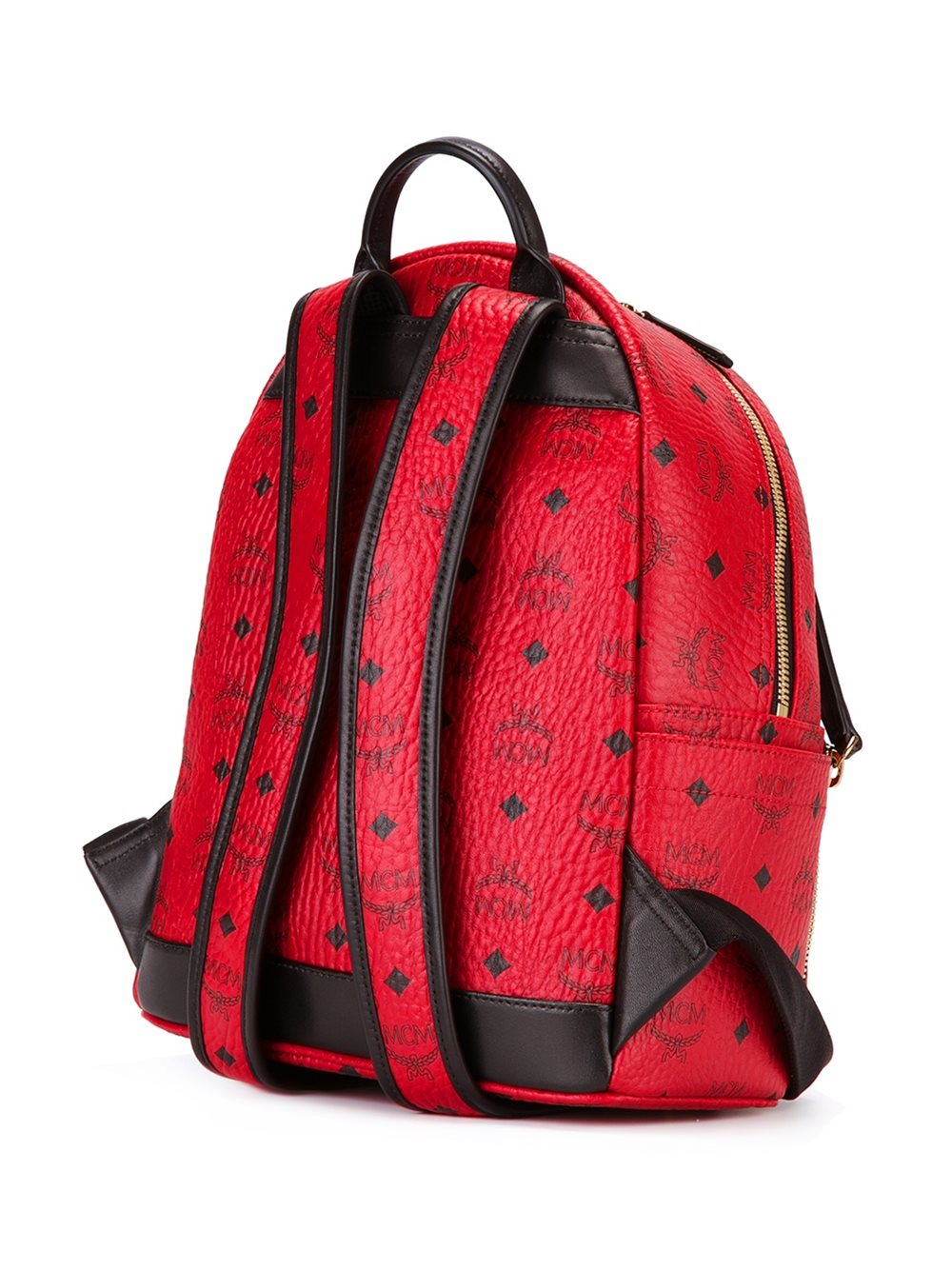 blue and red mcm backpack