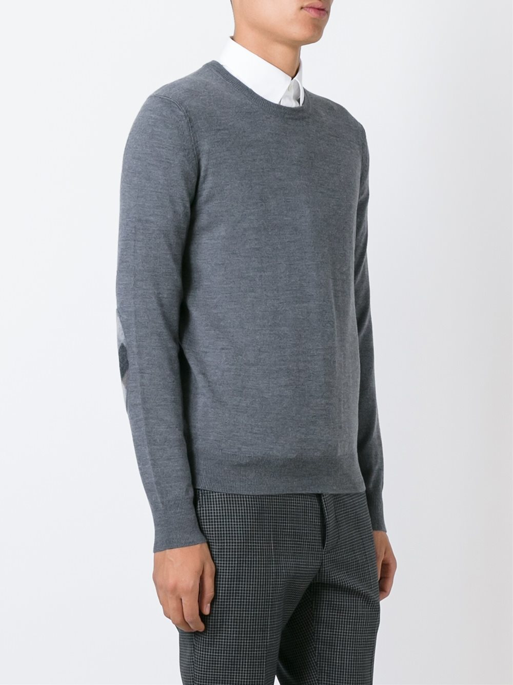 Burberry Wool Crew Neck Pullover in Grey (Gray) for Men - Lyst