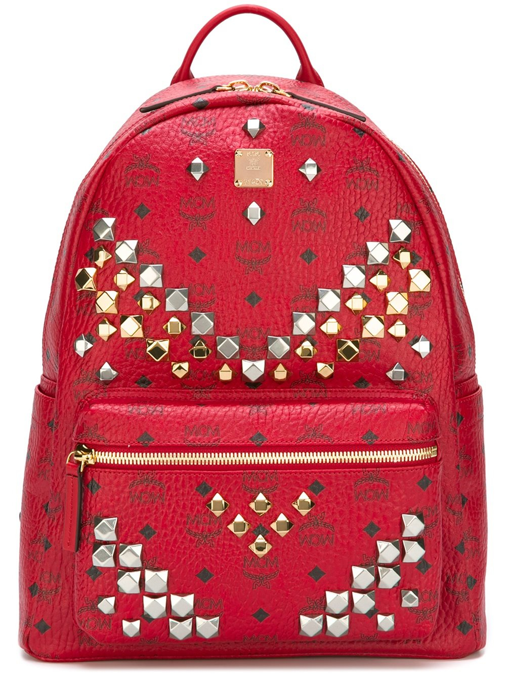 MCM Leather Studded Backpack in Red Lyst