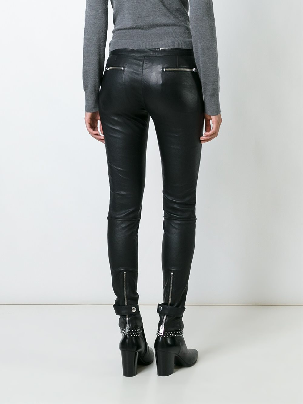 DIESEL Leather Skinny Pants in Black - Lyst
