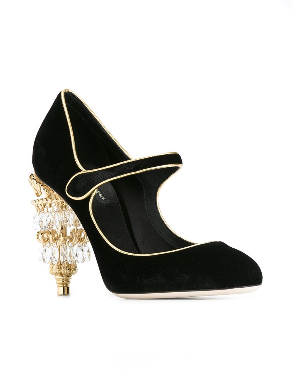 Dolce & gabbana Chandelierheel Velvet Pumps in Natural Lyst